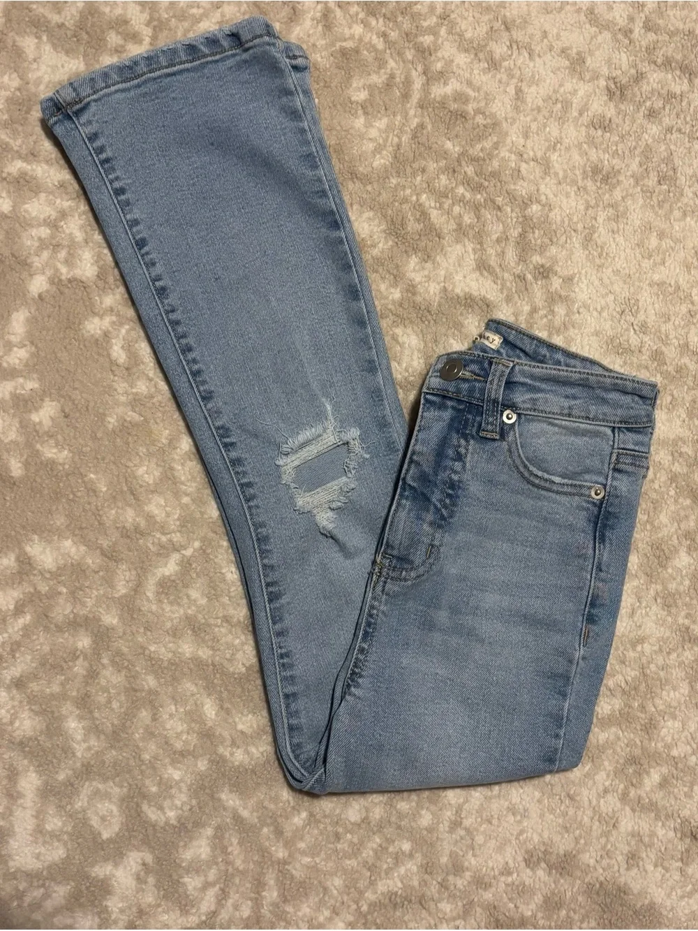 Copper Key Light Blue Kids Distressed Denim  Flare Jeans Kid Girls Size 8